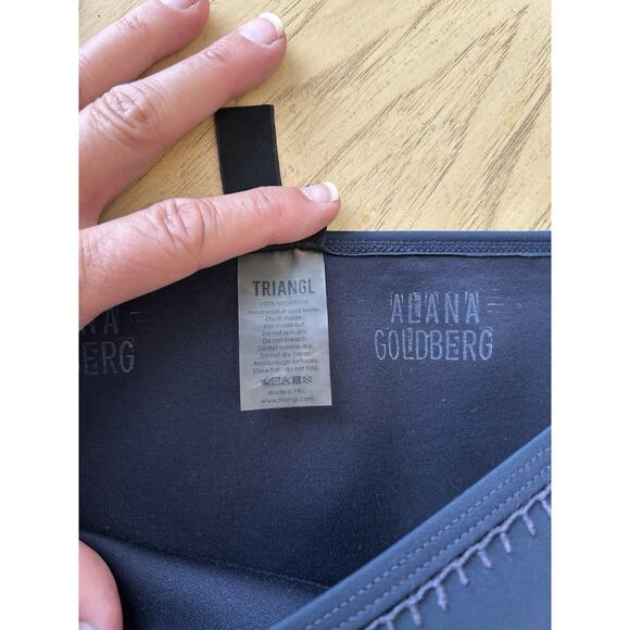 TRIANGL Neoprene Navy Blue bikini bottoms with crochet accents Medium Mint Cond! - Picture 4 of 7